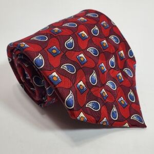 FerracciBlue & Red Geometric Men's Silk Neck Tie 62x3.75" Extra Long